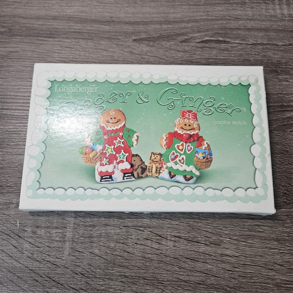 Longaberger Roger & Ginger Gingerbread Cookie Molds Set of 2 Pottery 2000 USA
